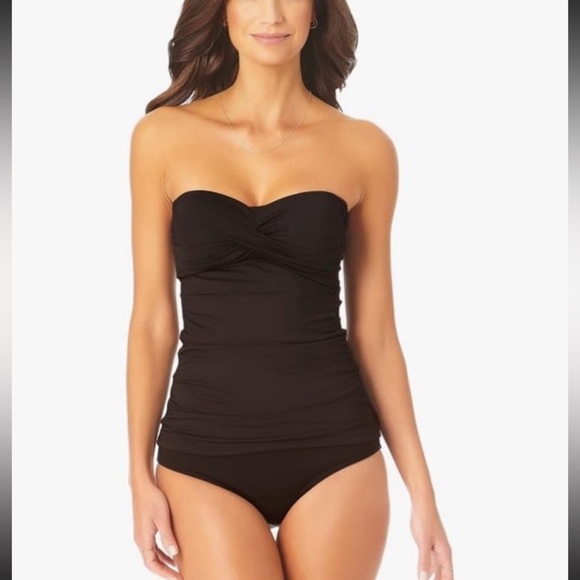Anne Cole Live in Color Twist Front Bandeau Tankini Top NWT S - Picture 1 of 7